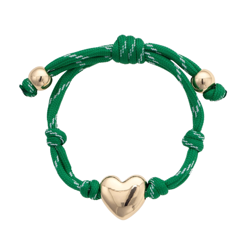 Show off your team spirit in style with the Puffy Heart Paracord Bracelet! Lightweight, bold, and effortlessly fun, it adds a vibrant pop of color to any game-day look or everyday outfit. Whether you’re cheering from the stands or hanging out with friends, this comfy bracelet is the perfect way to flaunt your green pride wherever you go!