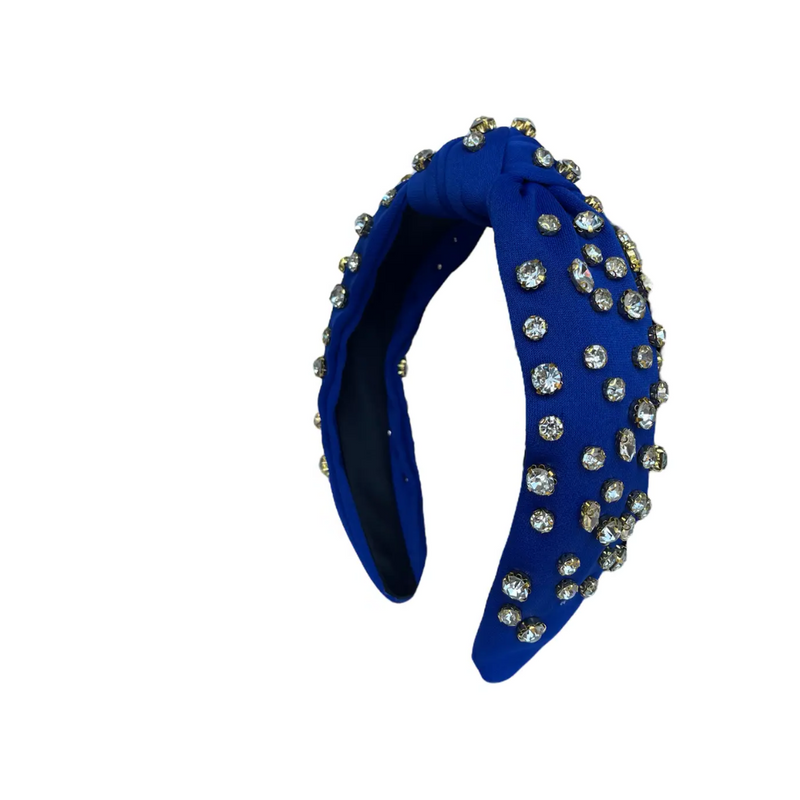 RHINESTONE TOP KNOT HEADBAND - ROYAL BLUE