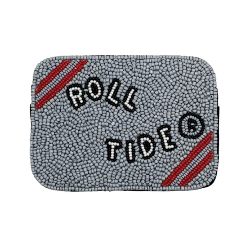Roll Tide Roll. Bama fans it's time to elevate your clear bag status and accessorize your Game Day look with our uniquely beaded Roll Tide credit card holder.