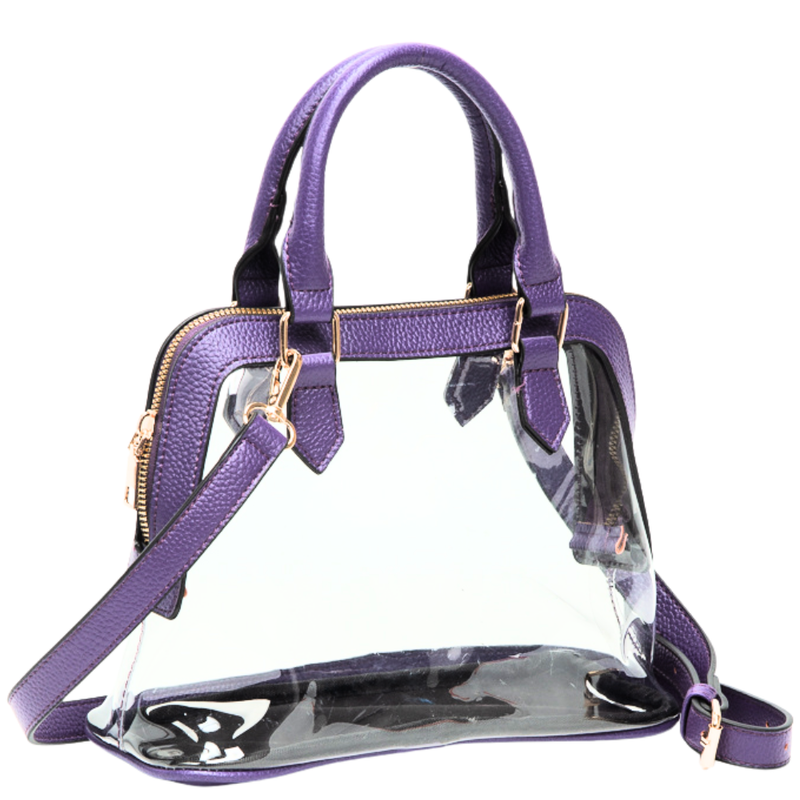 SADIE HALF MOON CLEAR CROSSBODY HANDBAG-PURPLE
