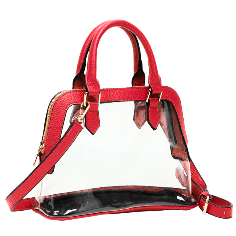 SADIE HALF MOON CLEAR CROSSBODY HANDBAG-RED