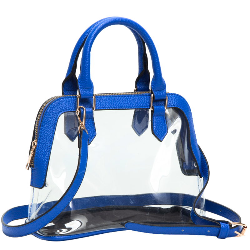 SADIE HALF MOON CLEAR CROSSBODY HANDBAG-ROYAL BLUE