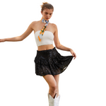 Game day just got a whole lot more stylish! This sequin mini-skirt is the ultimate way to show off your school spirit while staying comfortable. Designed for sports fans who love to stand out, it features an elastic waistband and built-in shorts for all-day wear—whether you're cheering in the stands or celebrating a big win. The tiered design and premium sequins add the perfect touch of flair, making it a must-have for any college game day outfit. Pull it on, shine bright, and rep your team in style!