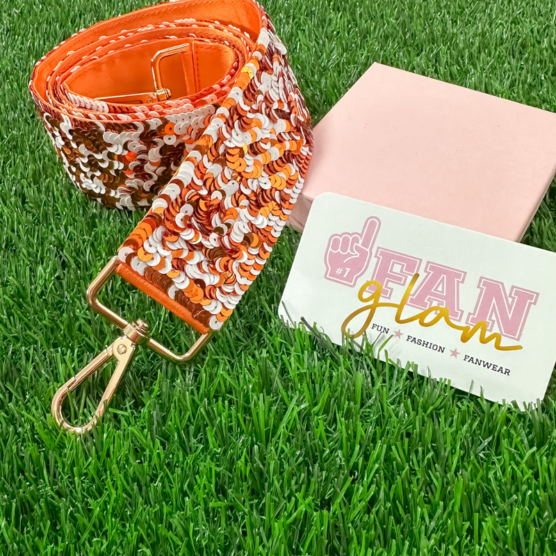 Meet our Sequin Spirit 1.75" Gameday Bag Straps!&nbsp; Score major style points this gameday! These adorable, team colored sequin straps are the perfect way to elevate your gameday outfit and show your spirit in style.