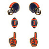 Show your NAVY AND ORANGE pride with these adorable set of 3 gameday studs! Whether you’re tailgating at the stadium or watching the game from home, these earrings are a must-have for any fan!&nbsp;