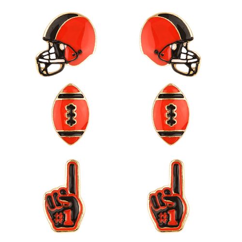 Show your ORANGE AND BLACK pride with these adorable set of 3 gameday studs! Whether you’re tailgating at the stadium or watching the game from home, these earrings are a must-have for any fan!&nbsp; 