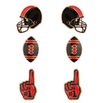 Your team pride at your fingertips! Our brand new dual colored enamel stud earrings feature a helmet, football and a #1 foam finger! Perfect size for ear stacking and great&nbsp;for all ages, the little ones will love wearing these&nbsp;as well!