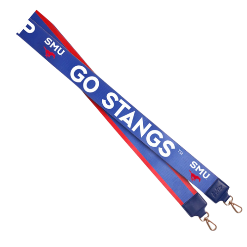 There's no better time to elevate your clear bag status by accessorizing your Game Day clear bag look with our dual sided strap in SMU colors! Choose your look with either the striped side or cheer on your team with PONY UP/GO STANGS!