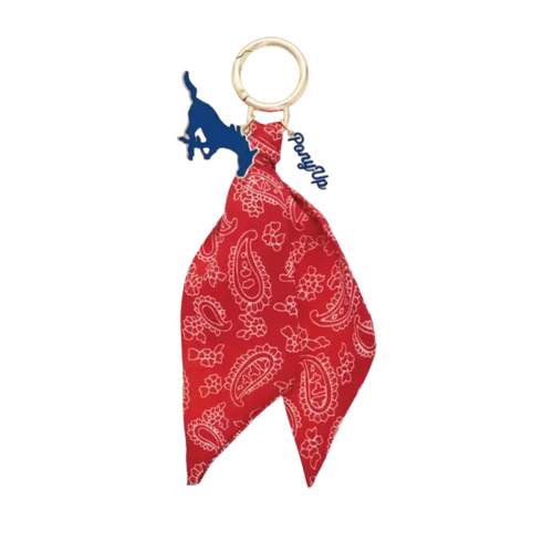 Add a splash of school spirit to your bag with the SMU Mustangs Logo Bandana Bag Charm. This playful accessory features the iconic Mustangs logo on a vibrant bandana, perfect for showing off your pride while keeping your style fun and fresh. Clip it on your backpack, purse, or gym bag for an instant boost of personality wherever you go!