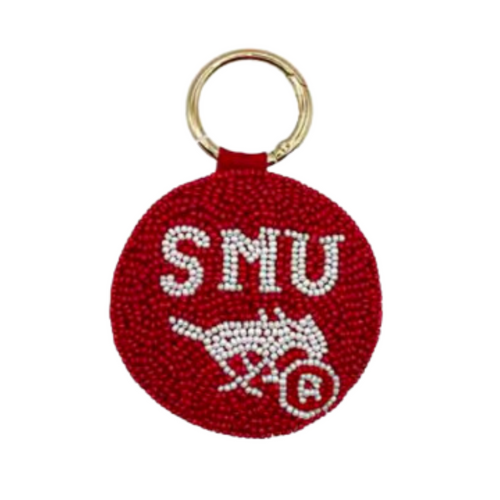 Meet Us At The Boulevard, Cause Saturdays Are For The Stangs!  Pony Up Elevate your Game Day clear bag status when accessorizing your Game Day look with our uniquely beaded SMU Key Chain/bag charm. The perfect team spirt accessory for game time!