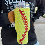 SOFTBALL CRYSTAL RHINESTONE "BLINGED OUT" 40 OZ TUMBLERS