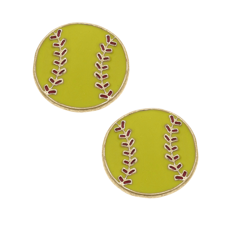 Get ready for Game Time in our new Softball Enamel Stud Earrings.&nbsp; A new on and off the field fan favorite, these sports ball studs are classic and stylish featuring gold accents and plating.