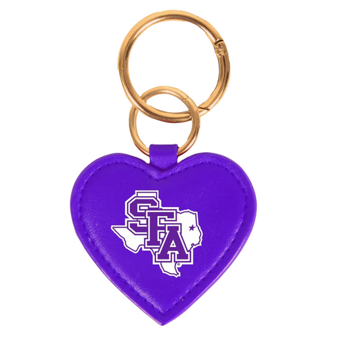 Show your Lumberjacks pride with this playful Stephen F. Austin Heart Charm Key Ring. Its charming heart design adds a fun touch to your keys while keeping your team spirit close wherever you go. Perfect for fans who want a cute and practical way to celebrate their favorite team every day.