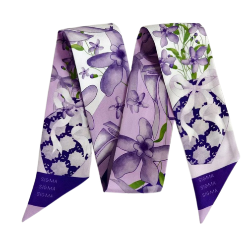 Celebrate your Sigma Sigma Sigma &nbsp;sisterhood with this elegant and versatile scarflette.&nbsp; Featuring subtle nods to the sailboat and "faithful to death" motto it's perfect for adding a sorority-inspired touch to any outfit, this accessory embodies grace and meaning, making it a timeless addition to your wardrobe.
