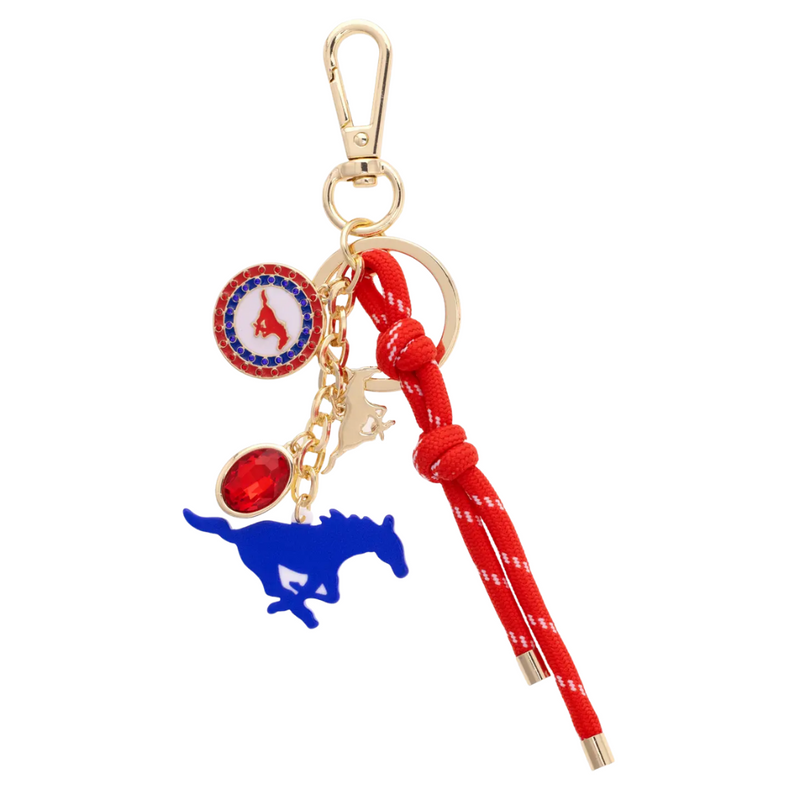 Show your SMU Mustang pride with this lively red cluster bag charm. It's the perfect playful accessory to add a pop of school spirit to your bag, making every preppy pony up moment even more fun and vibrant.