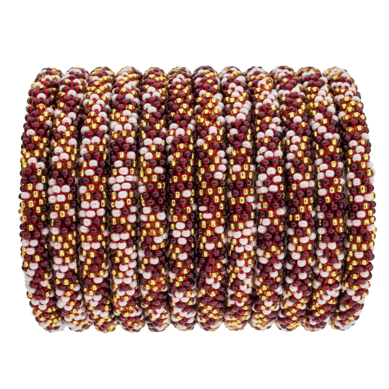 Spirit Stacks Roll-On® Bracelets Burgundy + Gold