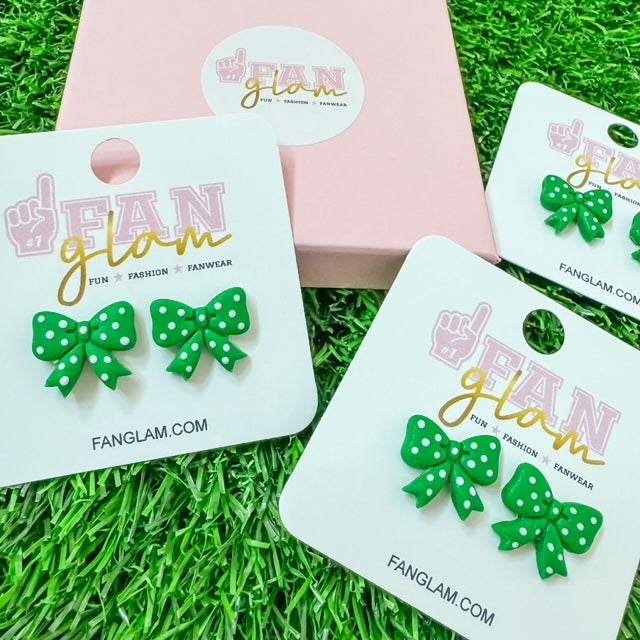 GAMEDAY TAM CLAY CO POLKA DOT BOW STUDS