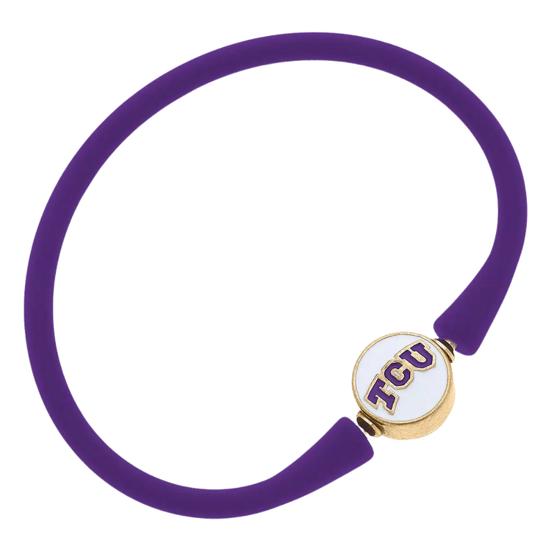 “Riff, Ram, Bah, Zoo... Give 'em Hell, TCU!” &nbsp;It's time to cheer on your frogs! Get ready for the big game in our TCU Enamel Silicone Charm Bracelet