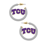 “Riff, Ram, Bah, Zoo... Give 'em Hell, TCU!” &nbsp;It's time to cheer on your frogs and elevate your tailgate glam by accessorizing your Game Day look with our TCU Enamel Hoop Earrings!