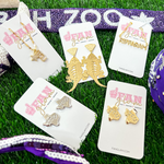 “Riff, Ram, Bah, Zoo... Give 'em Hell, TCU!”  It's time to cheer on the frogs and elevate your Game Day Fits by accessorizing your look with our new TCU State Of Texas Statement studs.  Available in classic gold or silver.