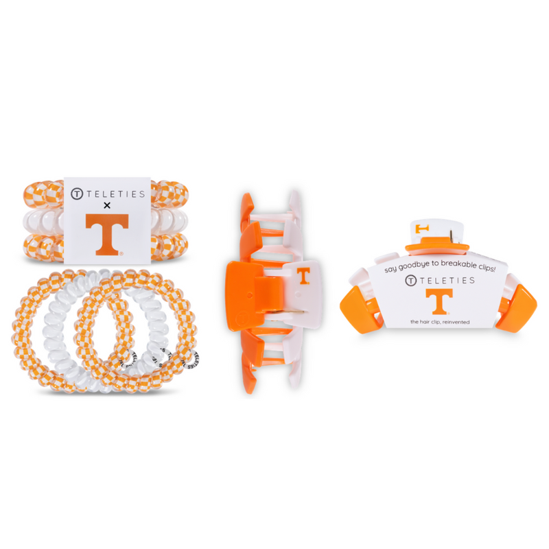 TELETIES CLIPS - UNIVERSITY OF KENTUCKY  On Gameday, hold your hair and enhance your style with TELETIES Collegiate Clips.  Say goodbye to breakable clips!  Each clip has bendable teeth that take back to shape, you’ll enjoy a comfortable grip that doesn’t slip for an all day hold. TELETIES hair clips are safe for all hair types and are designed to withstand everyday demands while taking your Gameday look to the next level.  