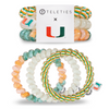TELETIES - UNIVERSITY OF MIAMI  On Gameday, hold your hair and enhance your style with TELETIES. The strong grip, no rip hair tie that doubles as a bracelet. Strong, pretty and stylish, TELETIES are designed to withstand everyday demands while taking your Gameday look to the next level.