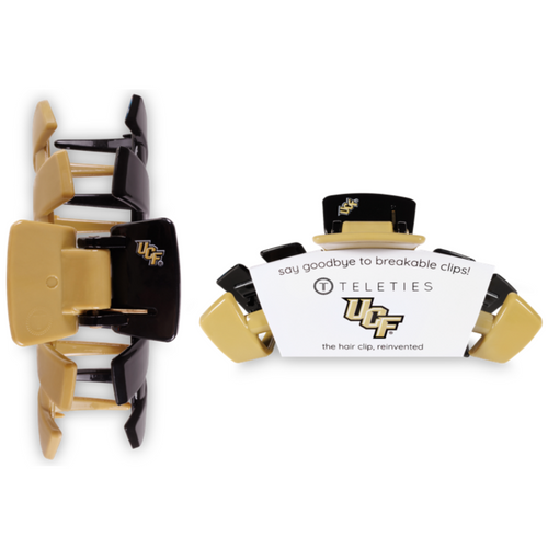 TELETIES - UNIVERSITY OF CENTRAL FLORIDA  On Gameday, hold your hair and enhance your style with TELETIES Collegiate Clips.  Say goodbye to breakable clips!  Each clip has bendable teeth that take back to shape, you’ll enjoy a comfortable grip that doesn’t slip for an all day hold. TELETIES hair clips are safe for all hair types and are designed to withstand everyday demands while taking your Gameday look to the next level. 