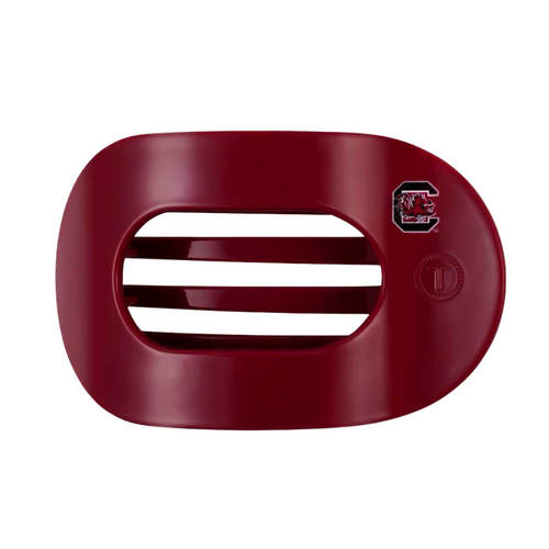 nwind and relax with the new TELETIES Flat Round Hair Clip! Designed with the same innovative material that is nearly unbreakable, this clip is perfect for lying down, doing yoga or simply laying back without discomfort.&nbsp;Hold your hair and enhance your style with the new University of South Carolina TELETIES Clip! Go Gamecocks!&nbsp; &nbsp;