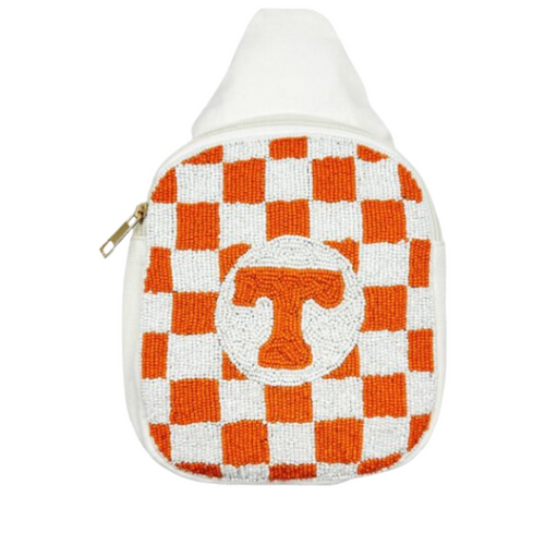 Go Big Orange! Whether you're tailgating at Neyland Stadium or watching the game from home, get Game Day ready with us! Accessorize your game day look with our beaded "T" Orange Checker fanny bag.