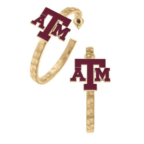 Gig'em Aggies! It's GameDay and there's no better time to elevate your head-to-toe tailgate style. Accessorize your GameDay look with our new Texas A&M Game Day Collegiate Enamel Hoop Earrings!
