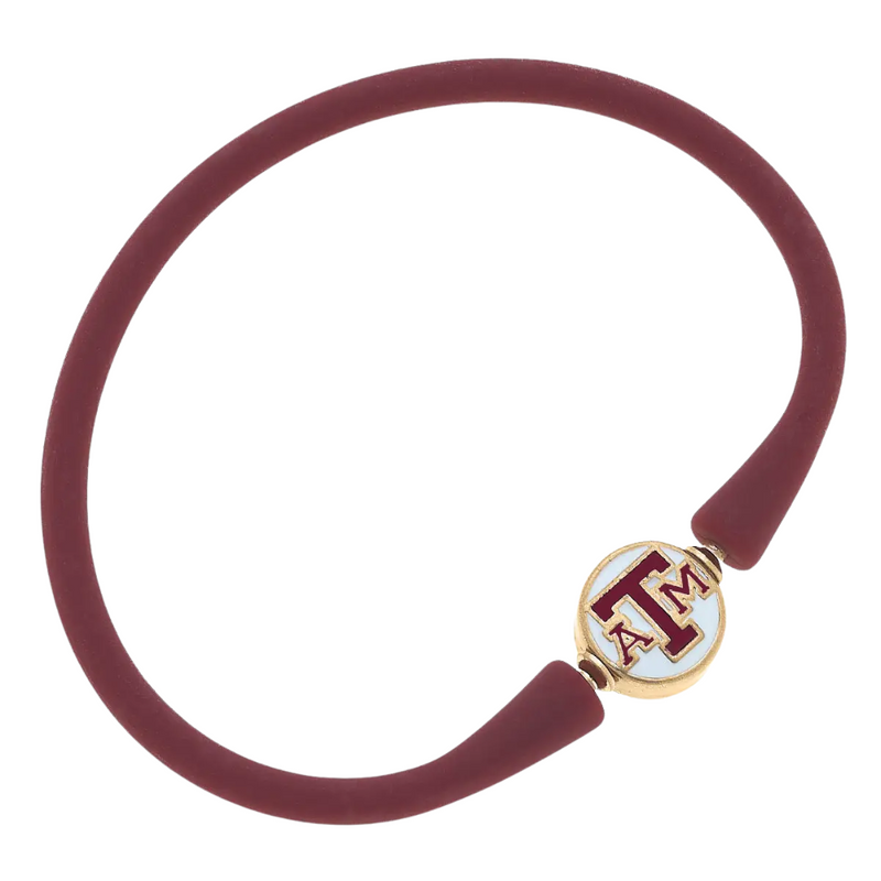 TEXAS A&M ENAMEL CHARM SILICONE WATERPROOF BRACELET