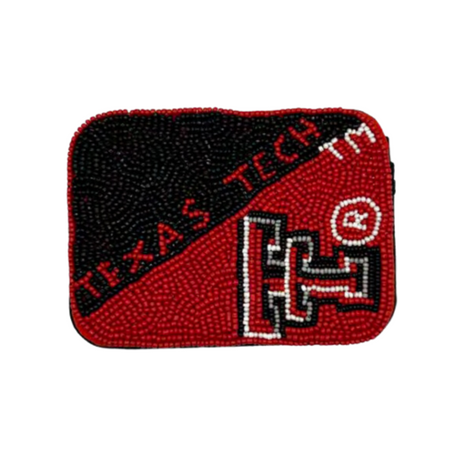 Wreck 'Em, Tech Fans by Elevating your Game Day clear bag status when accessorizing your look with our uniquely beaded dual color Texas Texas Tech Credit Card Holder.