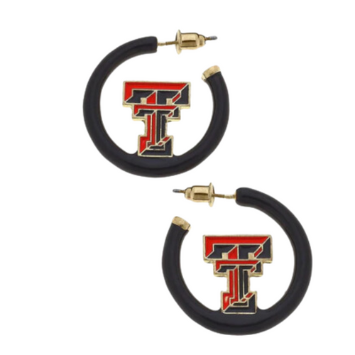 Guns Up Red Raiders! &nbsp;Saturdays In Lubbock Are For Tortilla Tossing and Guns Up! There's no better time to accessorize your tailgate look with our new TT enamel logo hoop earrings.