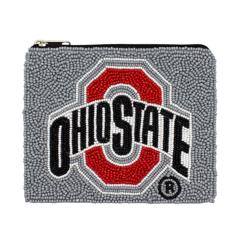 Celebrate your Buckeye pride with The Ohio State University Beaded Coin Bag! &nbsp;This officially licensed accessory features the iconic Ohio State logo beautifully crafted in vibrant red, white, black, and gray glass beads on a sleek gray background. Perfectly blending style and functionality, it’s a must-have for Ohio State fans everywhere.