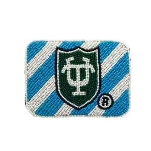 A One, A Two, A Helluva Hullabaloo, It's Time To Fear The Green Wave. Elevate your tailgate glam by accessorizing your Game Day look with our uniquely beaded Tulane credit card bag. Featuring a secure zip closure that keeps your cash, credit cards safe at the game!