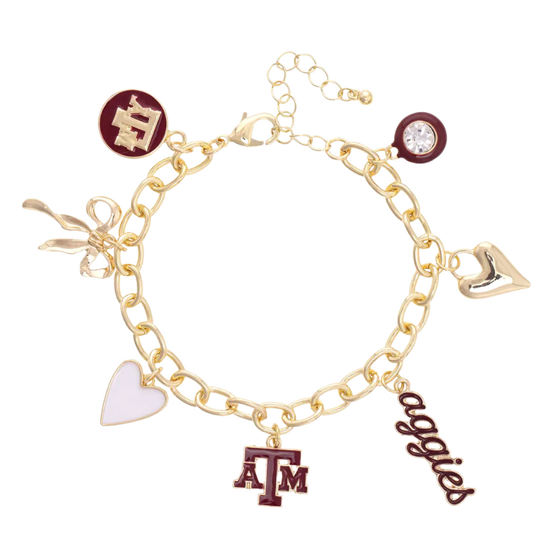 Texas A&M  Aggies Enamel Icons Charm Bracelet