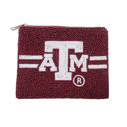 Gig'em Aggies!  It's GameDay in Aggieland and there's no better time to elevate your tailgate glam by accessorizing your Game Day clear bag with our uniquely beaded TAMU coin bag.  This beaded coin bag is perfect for showing off your team spirit at sporting events, tailgates, or any other game day celebration.    Featuring a secure zip closure that keeps your cash, credit cards safe at the game!