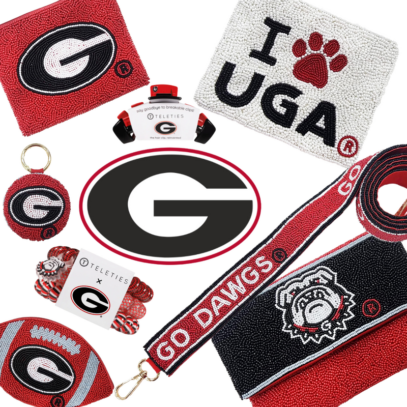 Call The Dawgs...  It's GameDay Between The Hedges and there's no better time to accessorize your Game Day look.  Elevate your GameDay status when styling your clear bag with our uniquely beaded UGA collegiate zip coin bag.  Stadium sized approved!!  Coin bag features a secure zip closure that keeps your cash, credit cards, lipstick, keys + more safe at the game!