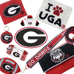 Call The Dawgs...  It's GameDay Between The Hedges and there's no better time to accessorize your Game Day look.   Elevate your clear bag status with our beaded Georgia Key Chain / festive bag charm.