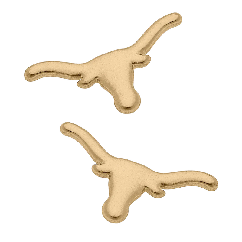 UT TEXAS LONGHORNS 24K GOLD PLATED STUD EARRINGS - GOLD