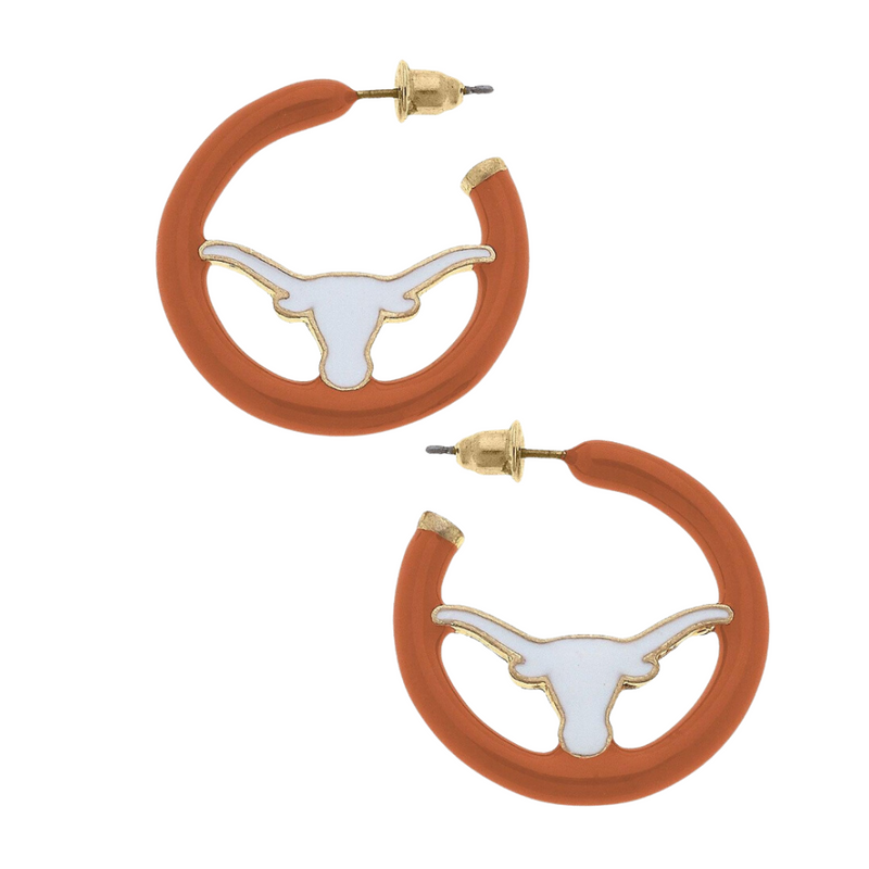 UT TEXAS LONGHORNS ENAMEL LOGO HOOP EARRINGS