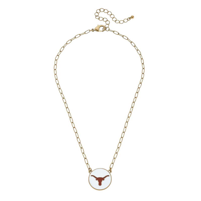 UT TEXAS LONGHORNS ENAMEL ROUND PENDANT NECKLACE