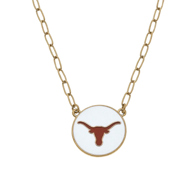 UT TEXAS LONGHORNS ENAMEL ROUND PENDANT NECKLACE