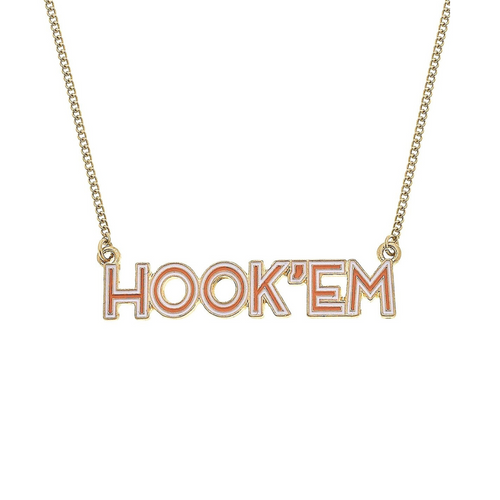 "The Eye's of Texas Are On You!" It's Game Day in Austin&nbsp;and time to show off your&nbsp;Hook'Em Horns&nbsp;spirit!

Get ready for the big game in our UT Texas Longhorns Hook 'Em Enamel Necklace!&nbsp; Lightweight and easy to wear all day game day! &nbsp;&nbsp;