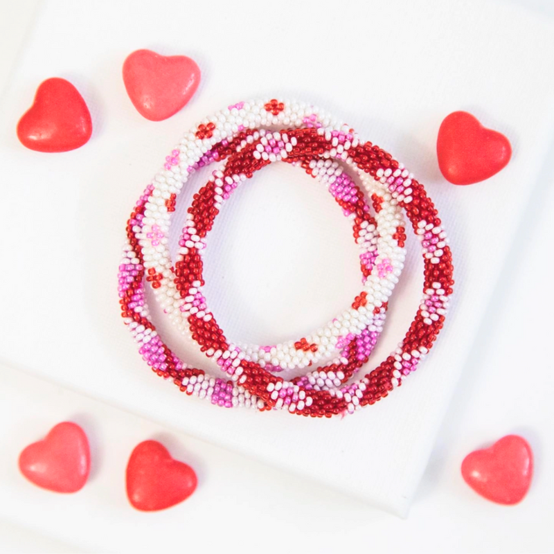 Valentine's Trio Roll-On® Bracelets Red + White