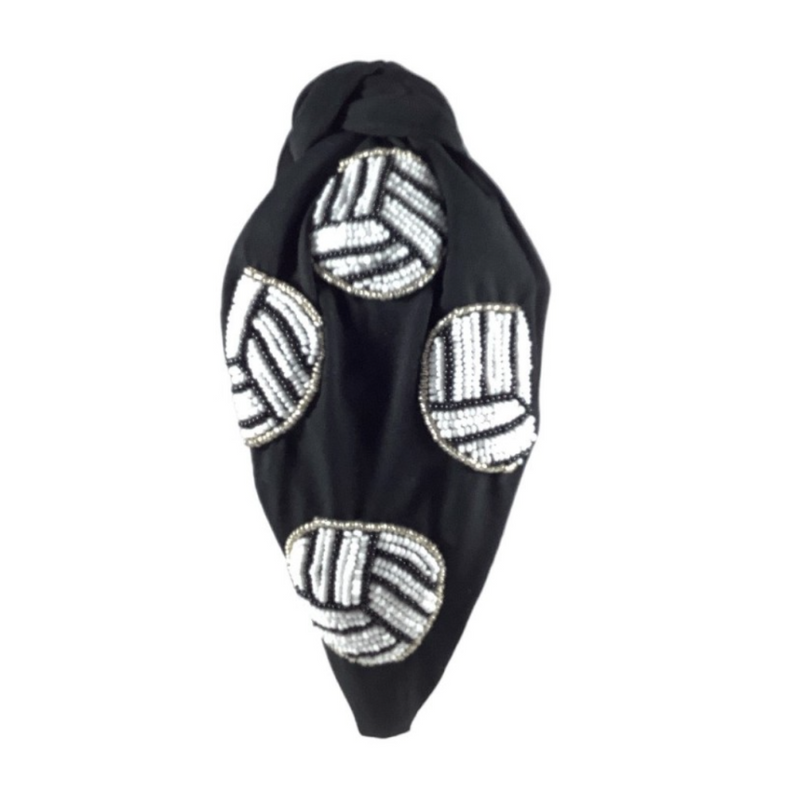 VOLLEYBALL BEADED KNOT HEADBAND - BLACK