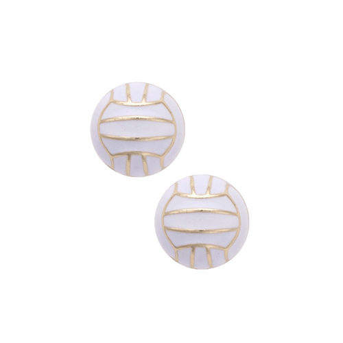 Get ready for Game Time in our new Volleyball Enamel Stud Earrings.&nbsp; A new on and off the court fan favorite, these sports ball studs are classic and stylish featuring gold accents and plating.
