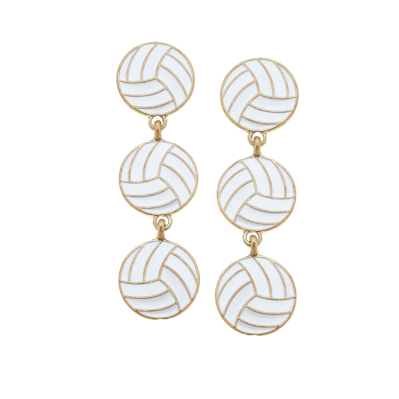 Spike your style game with these triple-drop volleyball earrings! With sleek enamel detailing and a chic gold trim, they’re perfect for volleyball lovers who want to show their passion with every outfit. Light, bold, and ready to shine — whether you’re at the game, out with friends, or just serving up everyday glam. Because why settle for basic when you can bump, set, and slay?