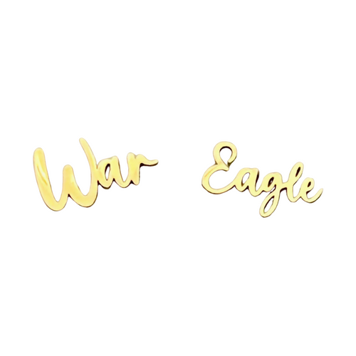 Get&nbsp;ready to stand up&nbsp;and yell,&nbsp;Hey War Eagle! &nbsp;

Show off your school spirit and arrive wearing these War Eagle gold stud earrings. &nbsp;The perfect Game Day accessory to elevate your look and show your team spirit!