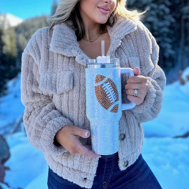Sip in style on game day + every day!  Add a touch of GAME DAY to any outfit with our White With Brown Football Crystal "Blinged Out" Tumbler!  Indulge in your love for football season and show off your team spirit. These stylish accessories are the perfect addition to your game day fit. 